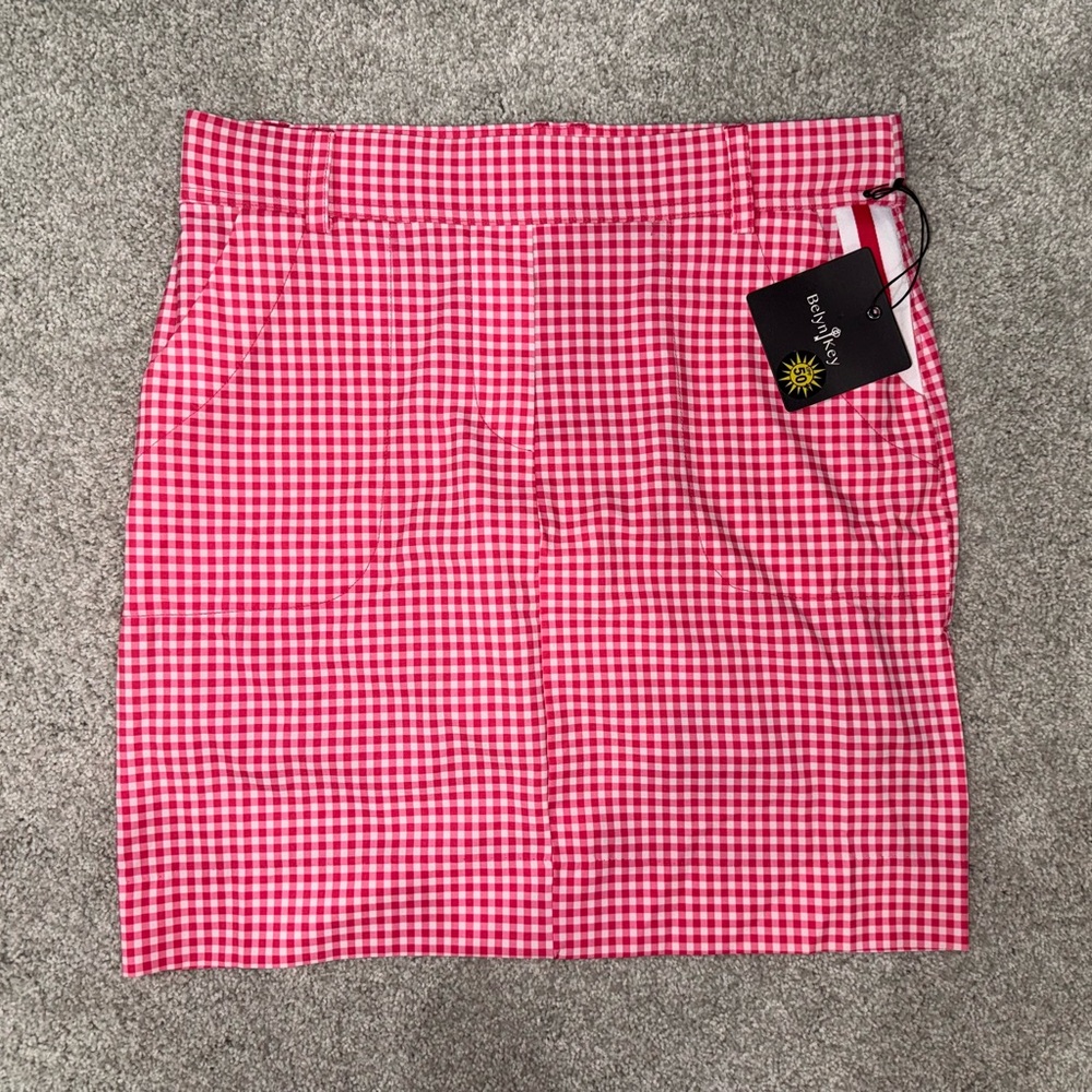 NWT Belyn Key Women's Golf Skort Pink + White Pattern